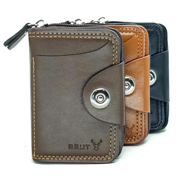 Dark_Chocolate_Pu_Leather_9_Slot_Slim_Rfid_Blocking_Wallet_With_Zipper_Closure