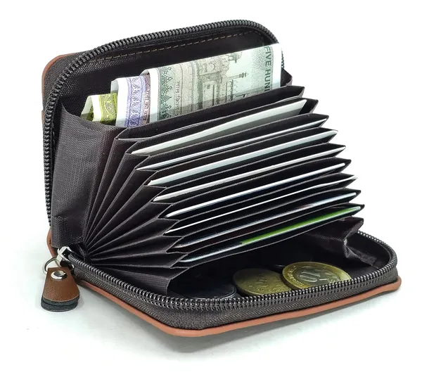 Dark_Chocolate_Pu_Leather_9_Slot_Slim_Rfid_Blocking_Wallet_With_Zipper_Closure