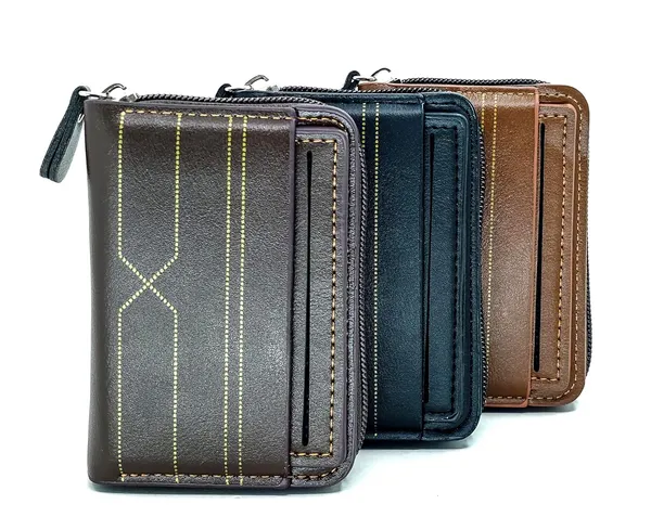 Dark_Grey_Pu_Leather_9_Slot_Slim_Rfid_Blocking_Wallet_With_Zipper_Closure
