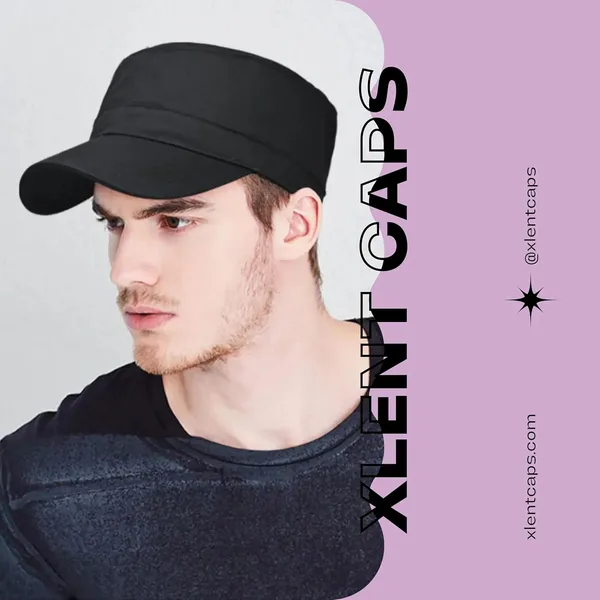 Black_Cotton_Army_Cadet_Flat_Top_Adjustable_Baseball_Caps_For_Men_&_Women
