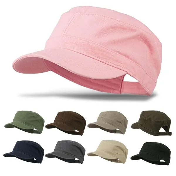 Pink_Cotton_Army_Cadet_Flat_Top_Adjustable_Baseball_Caps_For_Men_&_Women