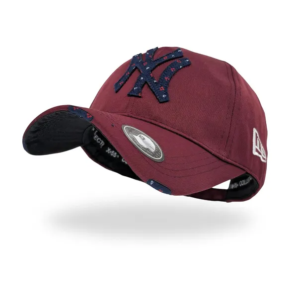 Maroon_Embroidered_Patch_Cotton_UV_Protection_Fashionable_Hat_For_Women_And_Girs