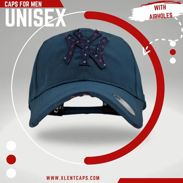 Navy_Blue_Embroidered_Patch_Cotton_UV_Protection_Fashionable_Hat_For_Women_And_Girs