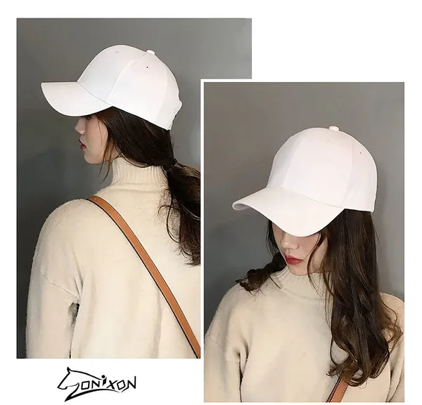 White_Cotton_Plain_Adjustable_Fancy_Wide_And_Flexible_Brim_Baseball_Cap_For_Women_And_Men