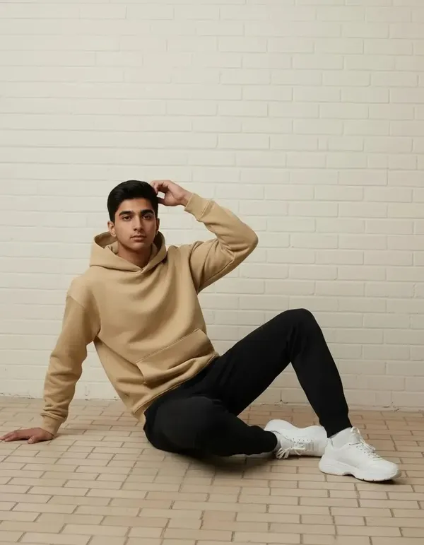 MiracleMonk_Men’s_Beige_Oversized_Hoodie_|_Relaxed_Fit_Minimal_Sweatshirt