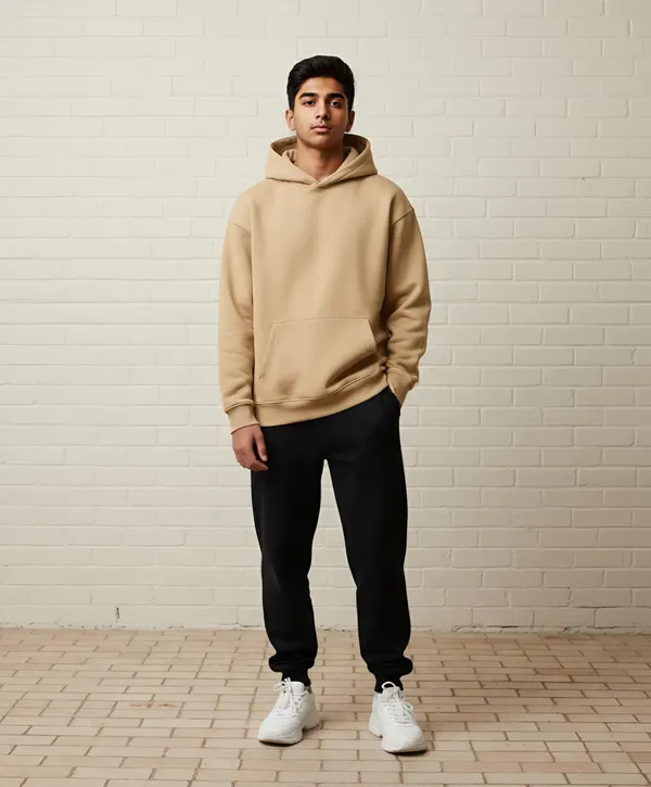 MiracleMonk_Men’s_Beige_Oversized_Hoodie_|_Relaxed_Fit_Minimal_Sweatshirt