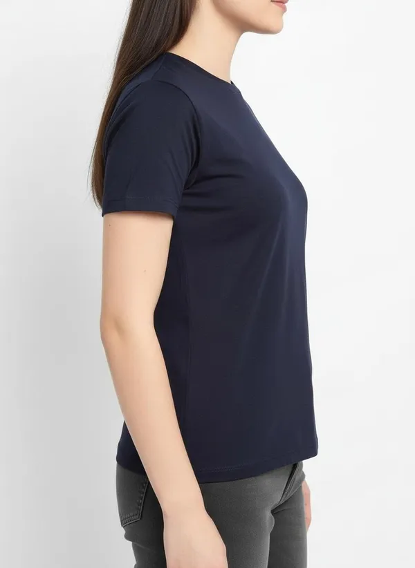 MiracleMonk_Women’s_Navy_Blue_Round_Neck_Regular_T-Shirt_-_Premium_Casual_Wear