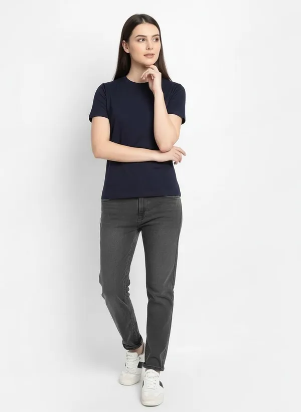 MiracleMonk_Women’s_Navy_Blue_Round_Neck_Regular_T-Shirt_-_Premium_Casual_Wear
