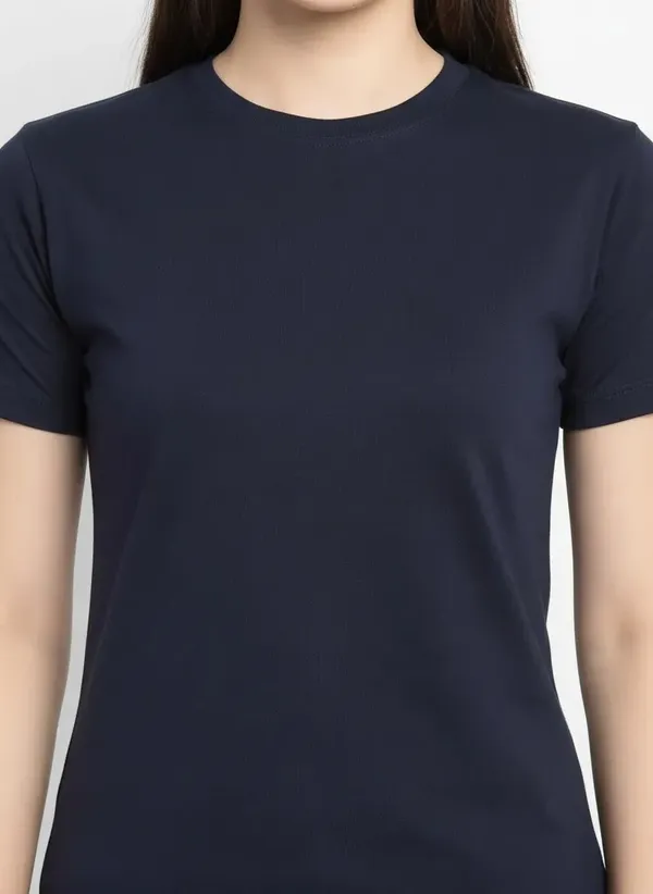MiracleMonk_Women’s_Navy_Blue_Round_Neck_Regular_T-Shirt_-_Premium_Casual_Wear