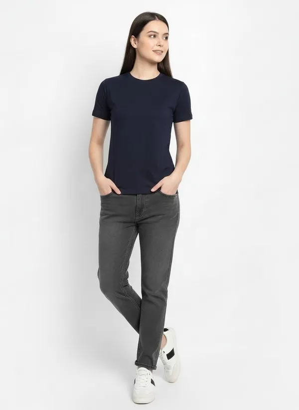 MiracleMonk_Women’s_Navy_Blue_Round_Neck_Regular_T-Shirt_-_Premium_Casual_Wear