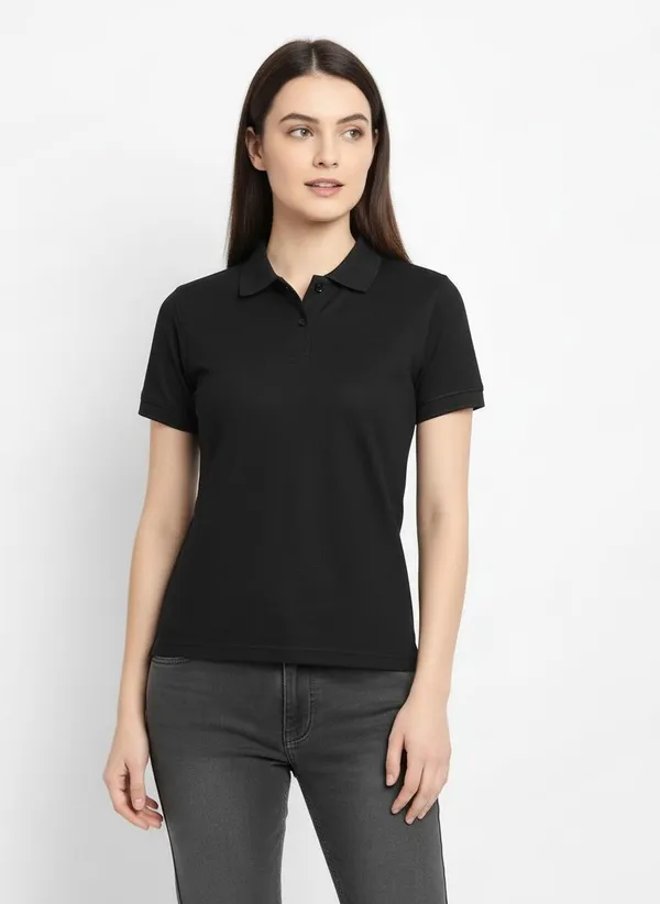 MiracleMonk_Women’s_Black_Polo_T-Shirt_-_Stylish_&_Comfortable_Casual_Wear