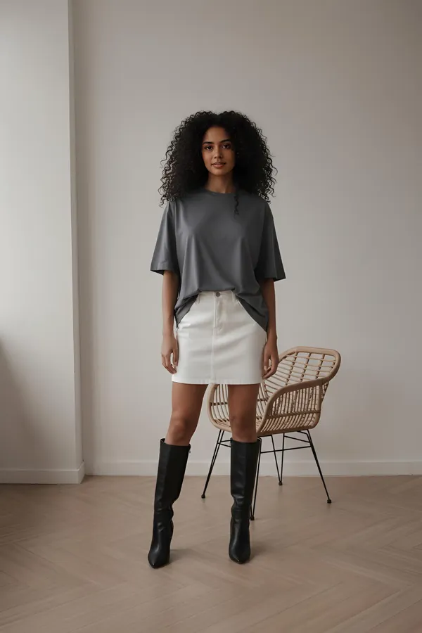 MiracleMonk_Women’s_Charcoal_Oversized_T-Shirt_|_Relaxed_Fit_Minimal_Tee