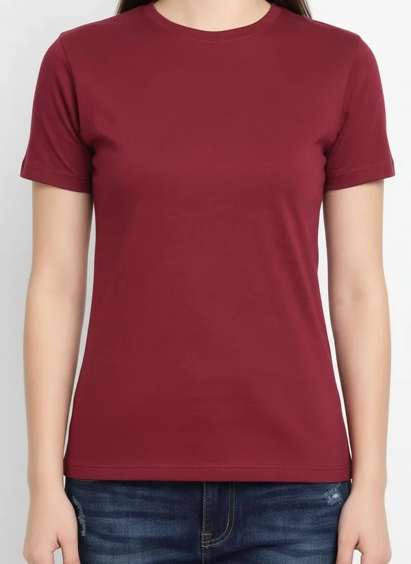 MiracleMonk_Women’s_Maroon_Round_Neck_Regular_T-Shirt_-_Premium_Casual_Wear