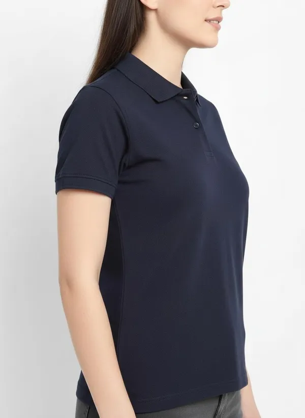 MiracleMonk_Women’s_Navy_Blue_Polo_T-Shirt_-_Stylish_&_Comfortable_Casual_Wear