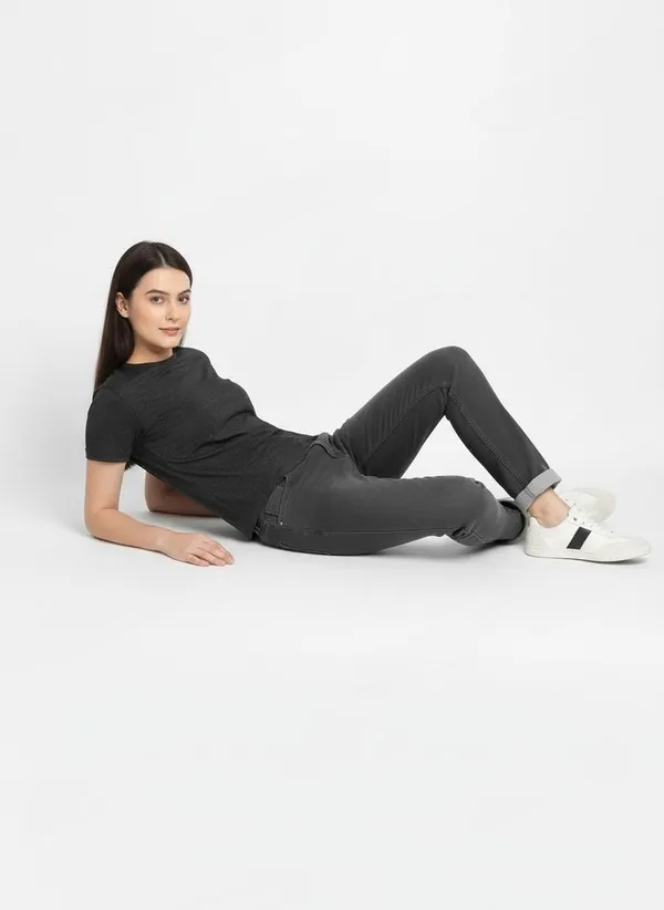 MiracleMonk_Women’s_Charcoal_Round_Neck_Regular_T-Shirt_-_Premium_Casual_Wear
