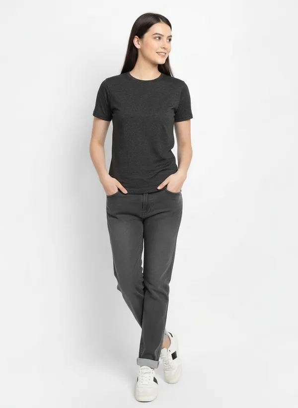 MiracleMonk_Women’s_Charcoal_Round_Neck_Regular_T-Shirt_-_Premium_Casual_Wear