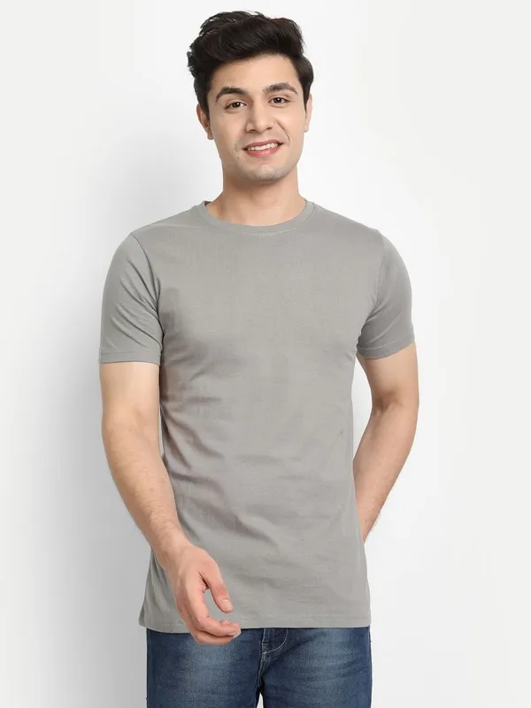 Grey_Premium_Cotton_Round_Neck_Solid_T-Shirt_For_Men