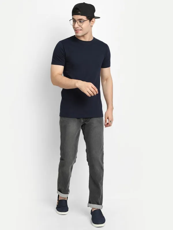 Navy_Blue_Premium_Cotton_Round_Neck_Solid_T-Shirt_For_Men