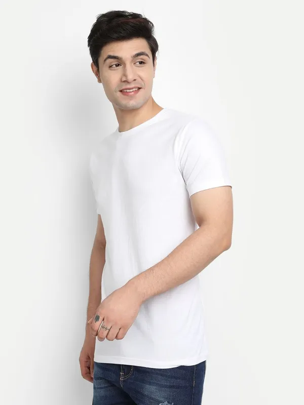 White_Premium_Cotton_Round_Neck_Solid_T-Shirt_For_Men
