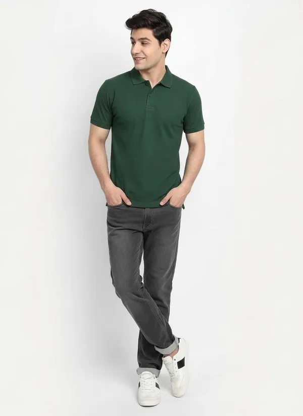MiracleMonk_Men’s_Bottle_Green_Polo_T-Shirt_-_Stylish_&_Comfortable_Casual_Wear