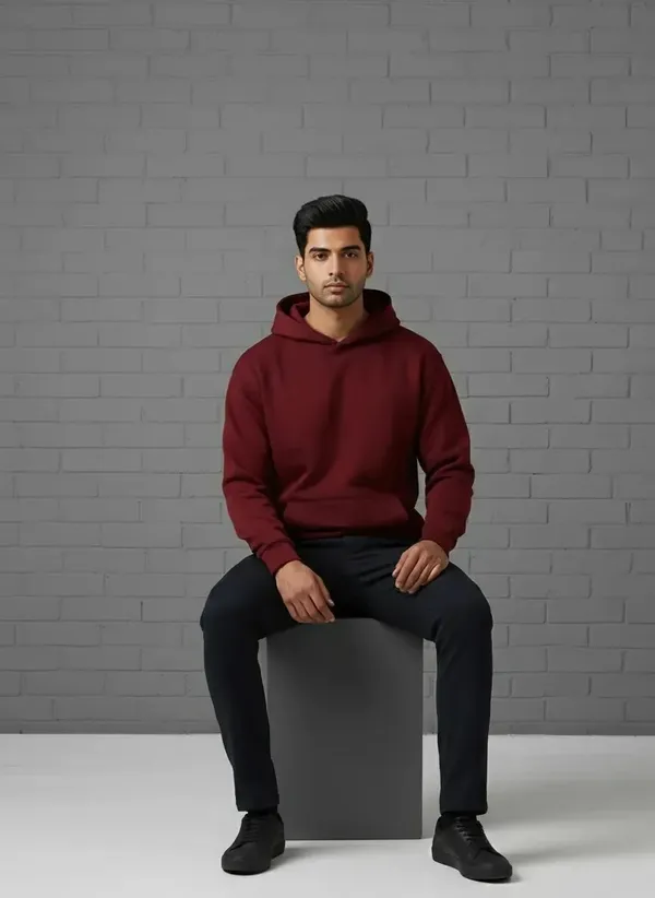 MiracleMonk_Men’s_Maroon_Oversized_Hoodie_|_Relaxed_Fit_Minimal_Sweatshirt