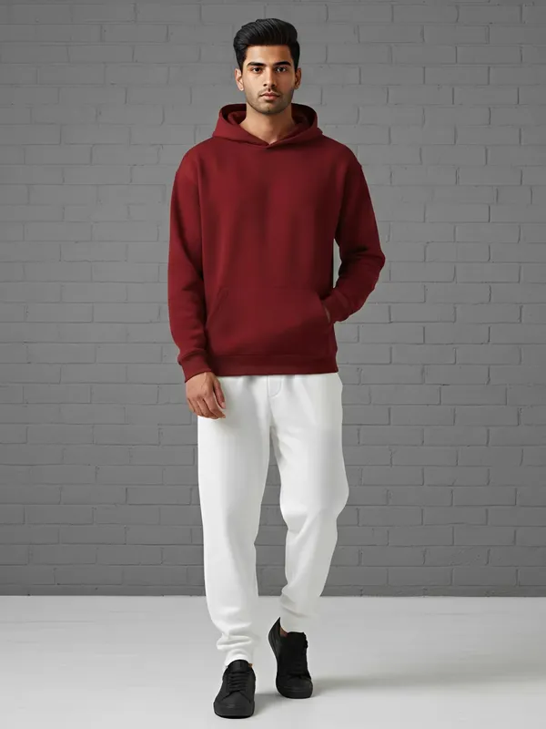 MiracleMonk_Men’s_Maroon_Oversized_Hoodie_|_Relaxed_Fit_Minimal_Sweatshirt