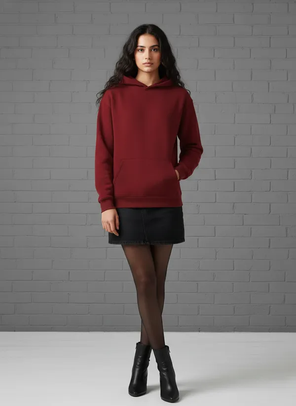 MiracleMonk_Women’s_Maroon_Oversized_Hoodie_|_Relaxed_Fit_Minimal_Sweatshirt