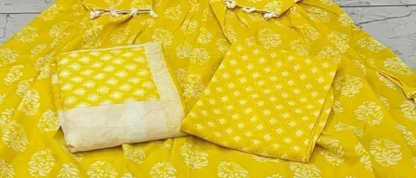 Yellow_Rayon_Stylish_Anarkali_Kurti,_Pant_&_Dupatta_Set_With_Pompom_Lace_Work_For_Women_&_Girls