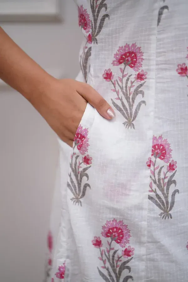 White_&_Pink_Pure_Cotton_Floral_Print_A-Line_Kurta_&_Palazzo_Co-Ord_Set_For_Women_&_Girls