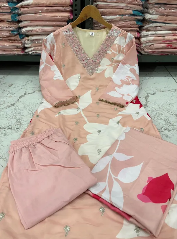 Presenting_Beautiful_Heavy_quality_Muslin_Silk_(Very_Soft_In_Touch)__Fabric_designer_festive_wear_kurti_pant_and_duppta___with_embroidery_&_Sequence__work_with_lining