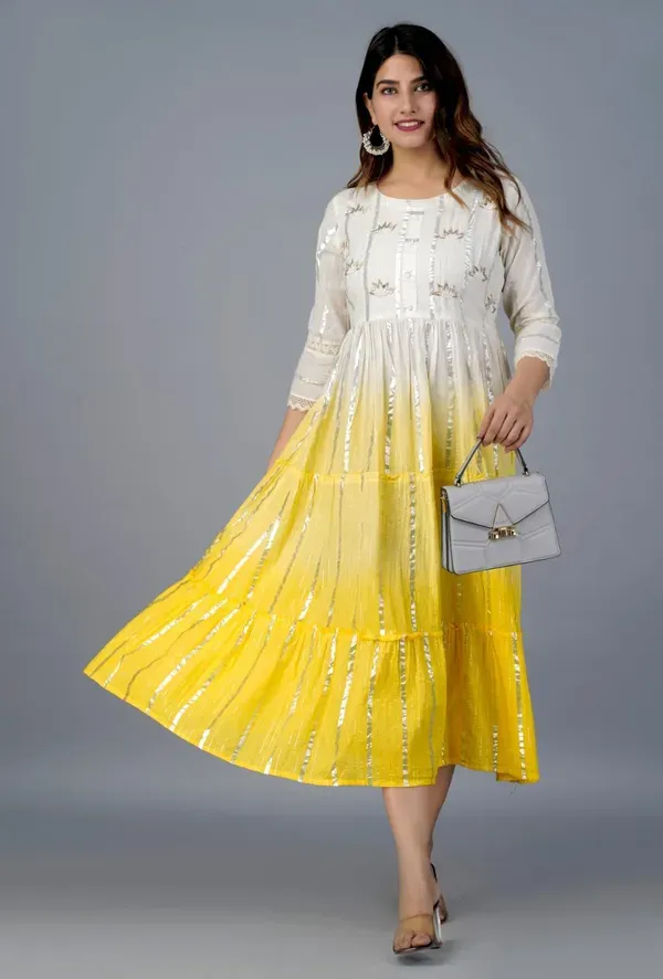 Yellow_Cotton_With_Printed_Muslin_Foil_Foil_Print_Designer_Front_Cut_Kurti_With_Handwork_For_Women_&_Girls