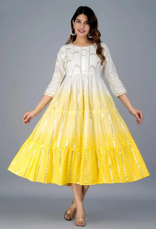 Yellow_Cotton_With_Printed_Muslin_Foil_Foil_Print_Designer_Front_Cut_Kurti_With_Handwork_For_Women_&_Girls