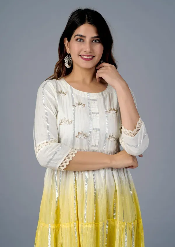 Yellow_Cotton_With_Printed_Muslin_Foil_Foil_Print_Designer_Front_Cut_Kurti_With_Handwork_For_Women_&_Girls