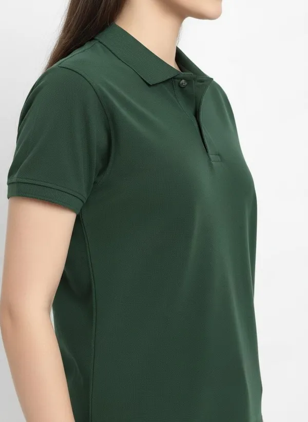 MiracleMonk_Women’s_Bottle_Green_Polo_T-Shirt_-_Stylish_&_Comfortable_Casual_Wear