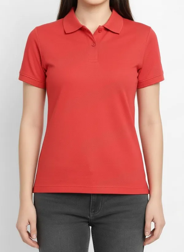 MiracleMonk_Women’s_Red_Polo_T-Shirt_-_Stylish_&_Comfortable_Casual_Wear