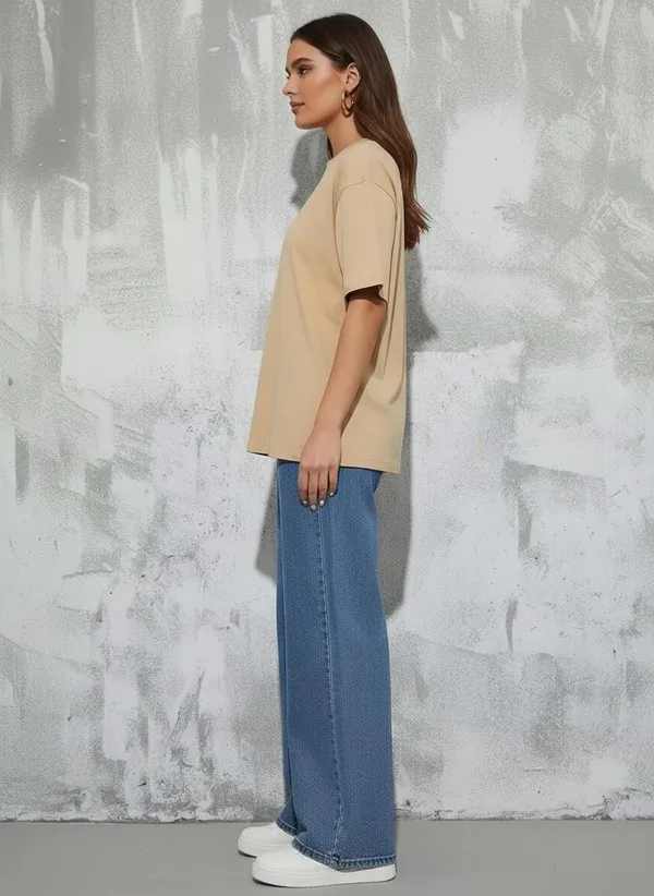 MiracleMonk_Women’s_Beige_Oversized_T-Shirt_|_Relaxed_Fit_Minimal_Tee