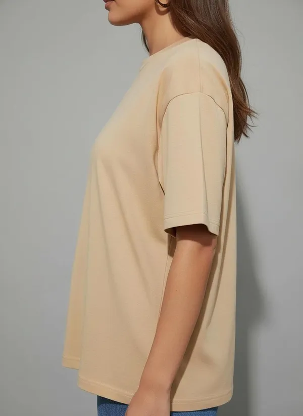 MiracleMonk_Women’s_Beige_Oversized_T-Shirt_|_Relaxed_Fit_Minimal_Tee