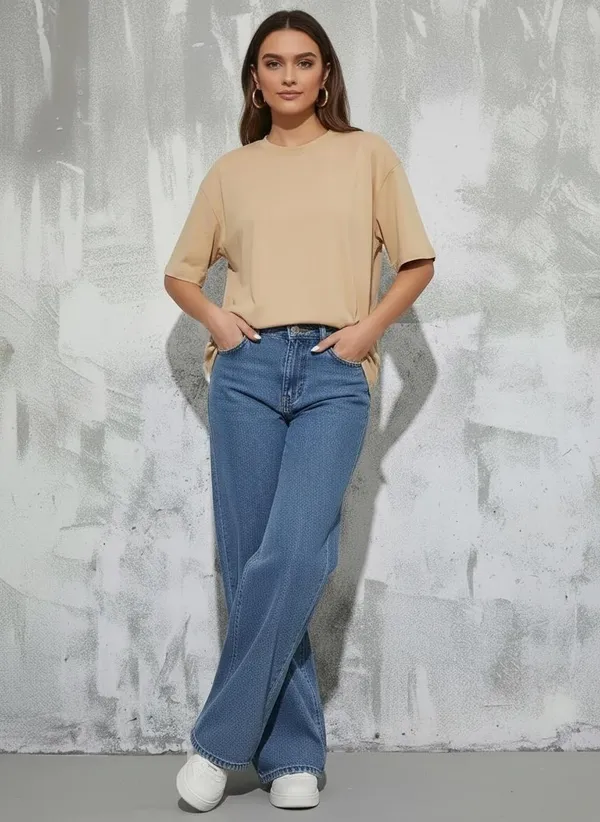 MiracleMonk_Women’s_Beige_Oversized_T-Shirt_|_Relaxed_Fit_Minimal_Tee
