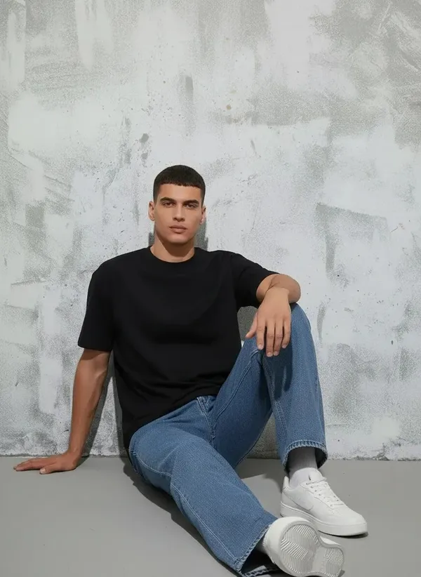 MiracleMonk_Men’s_Black_Oversized_T-Shirt_|_Relaxed_Fit_Minimal_Tee