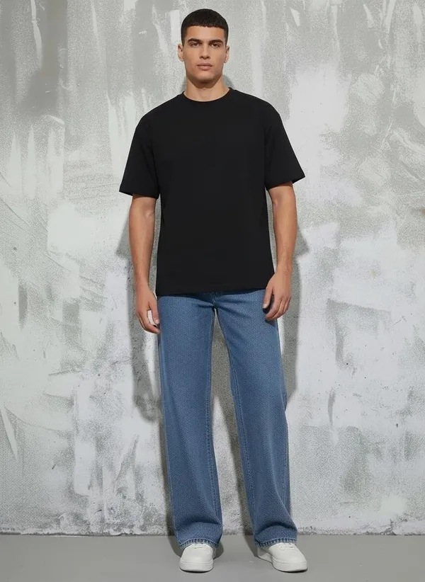 MiracleMonk_Men’s_Black_Oversized_T-Shirt_|_Relaxed_Fit_Minimal_Tee