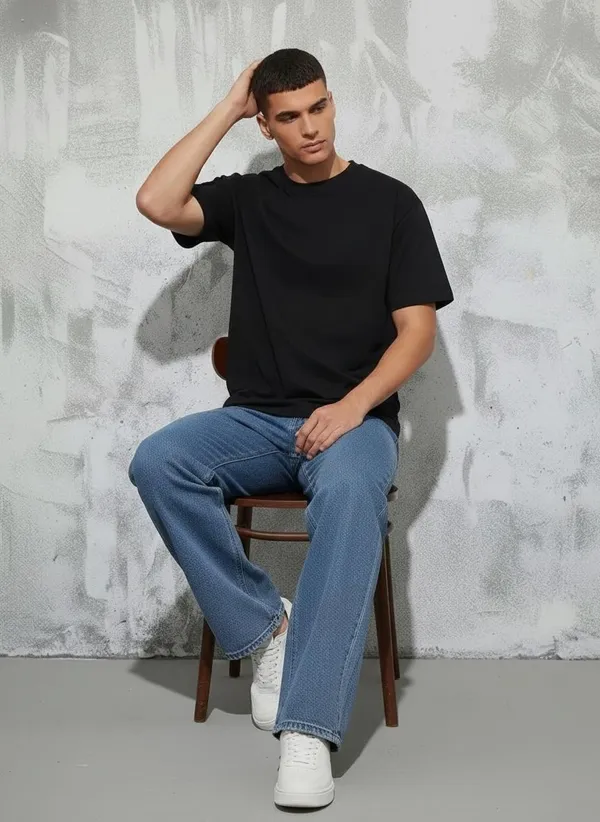 MiracleMonk_Men’s_Black_Oversized_T-Shirt_|_Relaxed_Fit_Minimal_Tee