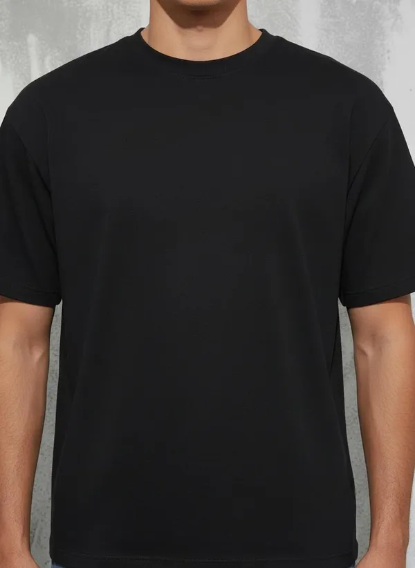 MiracleMonk_Men’s_Black_Oversized_T-Shirt_|_Relaxed_Fit_Minimal_Tee