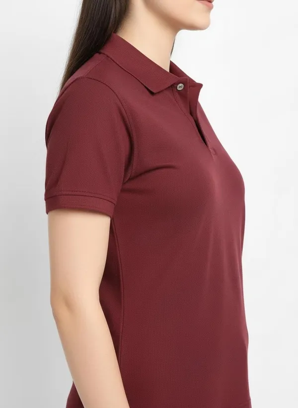MiracleMonk_Women’s_Maroon_Polo_T-Shirt_-_Stylish_&_Comfortable_Casual_Wear