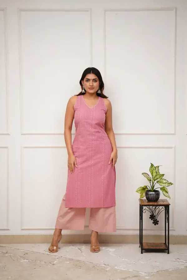 Pink_Pure_Cotton_Katha_Work_Cut_Sleeve_Kurta_&_Palazzo_Set_For_Women_&_Girls
