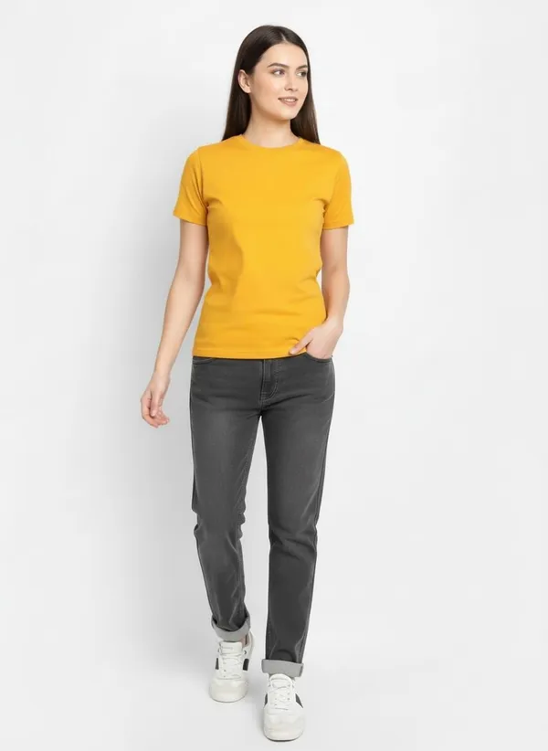 MiracleMonk_Women’s_Mustard_Round_Neck_Regular_T-Shirt_-_Premium_Casual_Wear