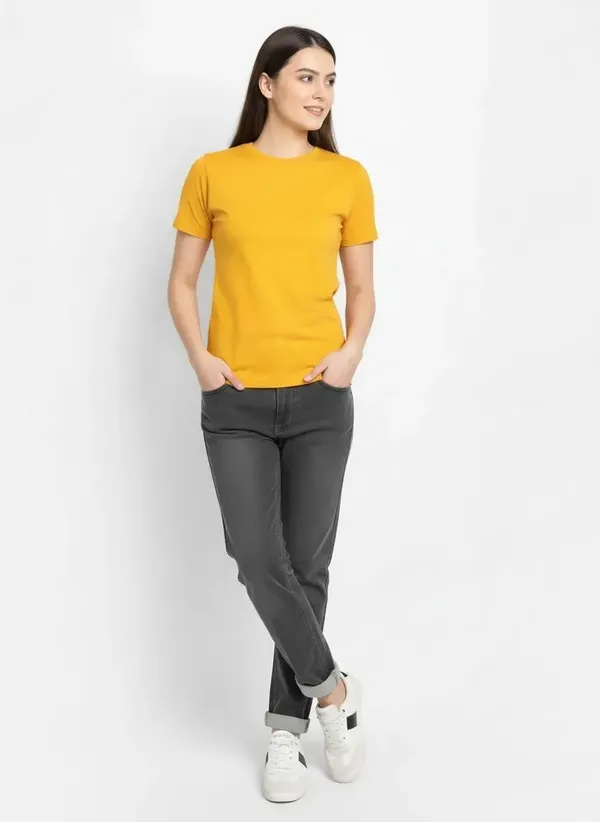 MiracleMonk_Women’s_Mustard_Round_Neck_Regular_T-Shirt_-_Premium_Casual_Wear
