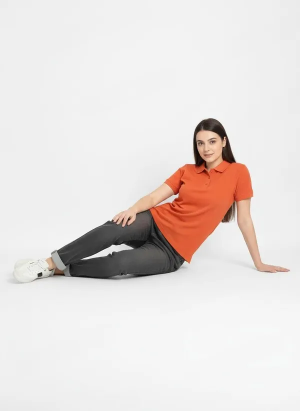 MiracleMonk_Women’s_Brick_Polo_T-Shirt_-_Stylish_&_Comfortable_Casual_Wear