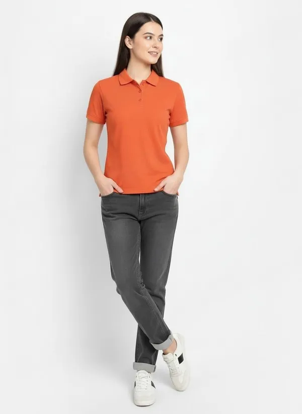 MiracleMonk_Women’s_Brick_Polo_T-Shirt_-_Stylish_&_Comfortable_Casual_Wear