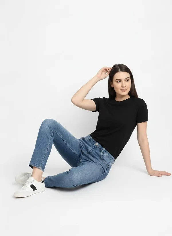 MiracleMonk_Women’s_Black_Round_Neck_Regular_T-Shirt_-_Premium_Casual_Wear