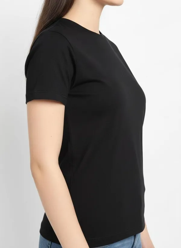 MiracleMonk_Women’s_Black_Round_Neck_Regular_T-Shirt_-_Premium_Casual_Wear